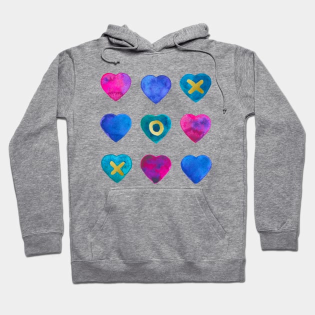 Tic tac toe hearts - pink, purple and blue Hoodie by Home Cyn Home 